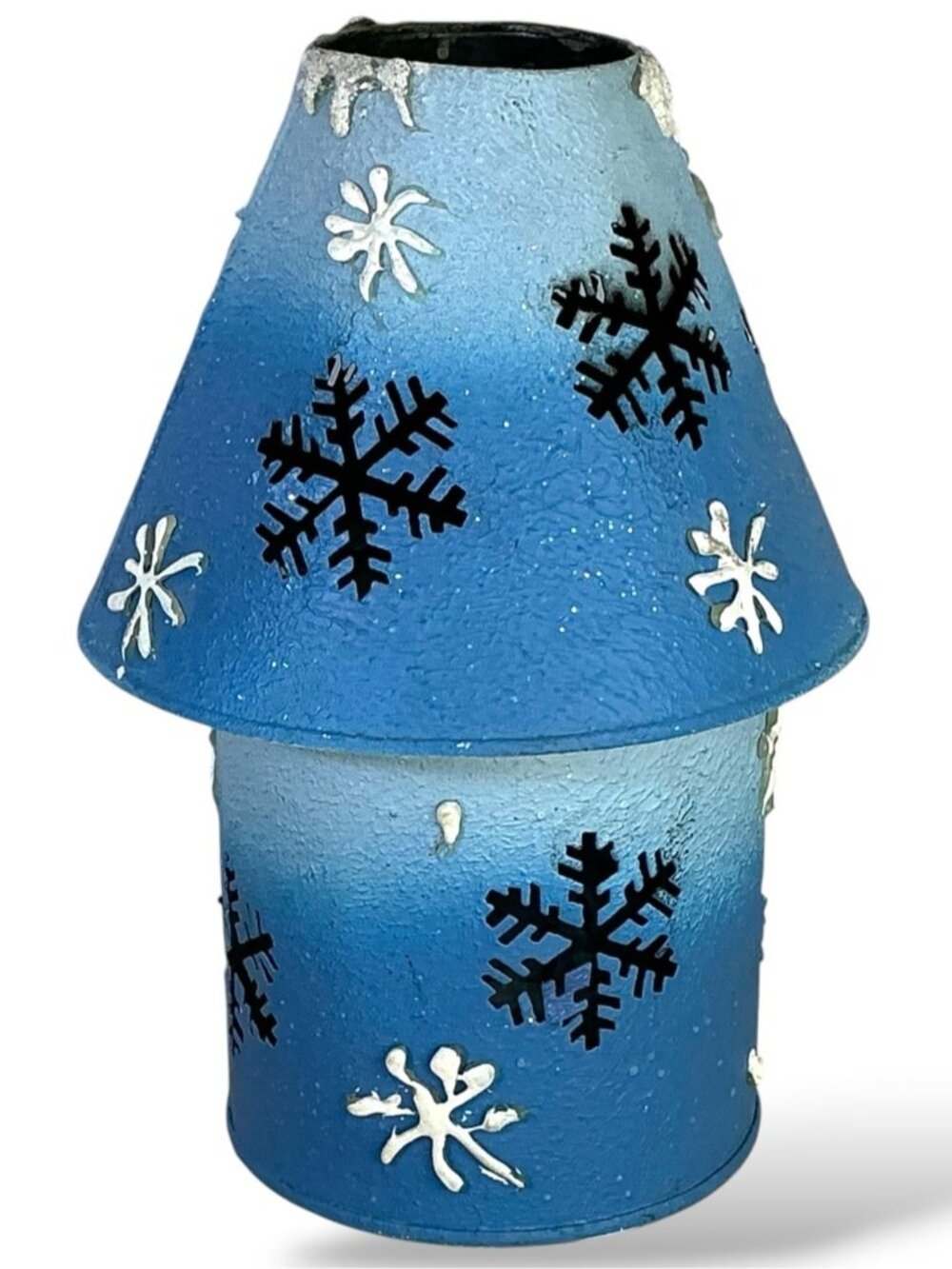 Metal Candle Holder with Lamp Shade Winter Holiday Table Decor Blue Vintage 1990 - Picture 16 of 16